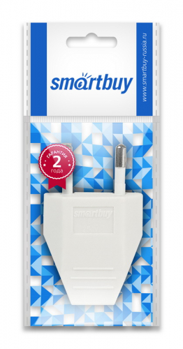Вилка Smartbuy прямая плоская белая 2,5А 250В (SBE-2.5-P06-w)