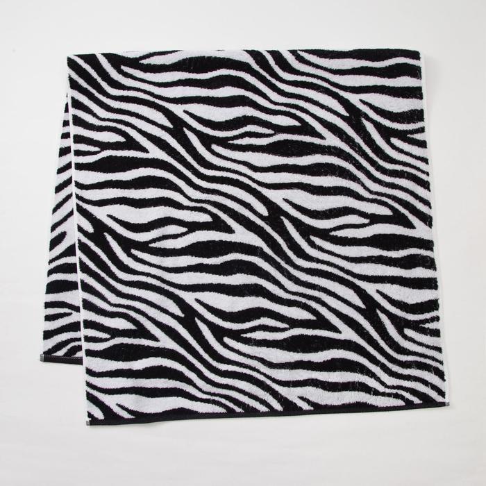 Полотенце махровое Этель ЧБ «Зебра», пестроткань, 70×130 см