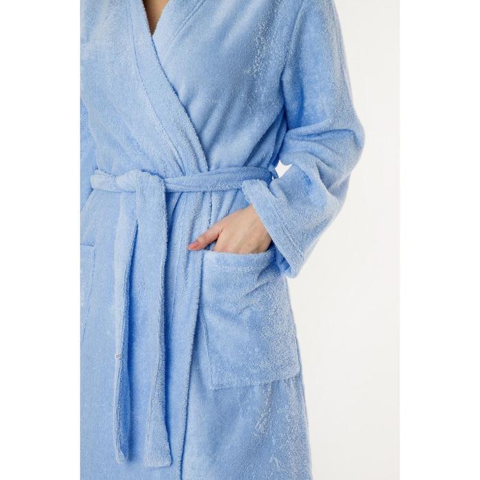 Халат махровый Экономь и Я женский, размер 46-48 цвет нежно-голубой, 100% хлопок, 320 г/м²