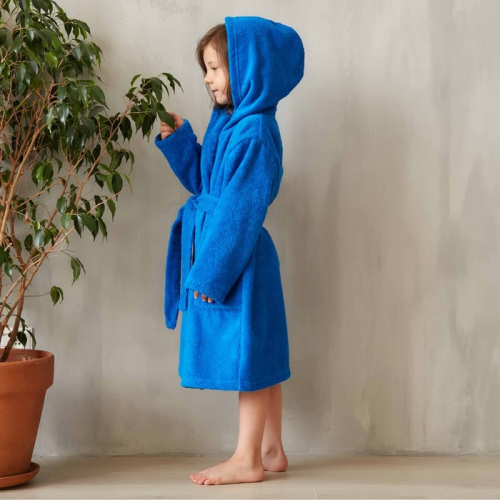 Халат махровый детский, размер 32, цвет синий, 340 г/м2 хлопок 100% с AIRO