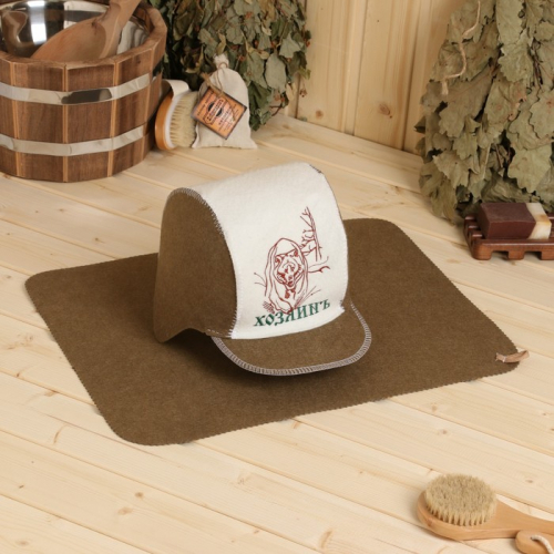 Набор для бани: шапка и коврик 