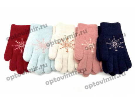 Перчатки детские для девочек Корона снежинки Е0905