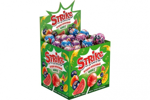 «Strike», карамель на палочке «Ягодно-фруктовый микс», 11,3 г (упаковка 50 шт.)