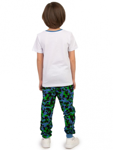 Комплект детский (футболка/брюки) Белый/сине-голубой