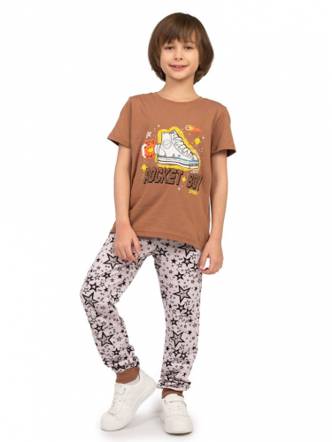 Комплект детский (футболка/брюки) Коричневый/серый