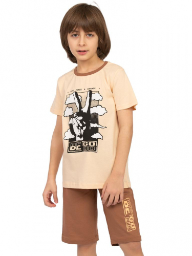 Комплект детский (футболка/шорты) Бежевый/коричневый