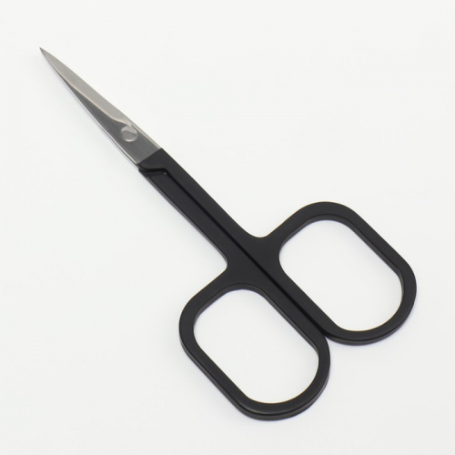 Ножницы маникюр прорезиненные ручки прямые 9*4,4см серебр/черн зип пакет QF