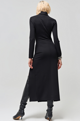 Платье из плотного трикотажа с застежкой на молнию черное