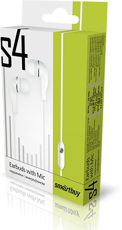 Гарнитура SmartBuy S4, белая вакуумная в коробке (SBH-012K)