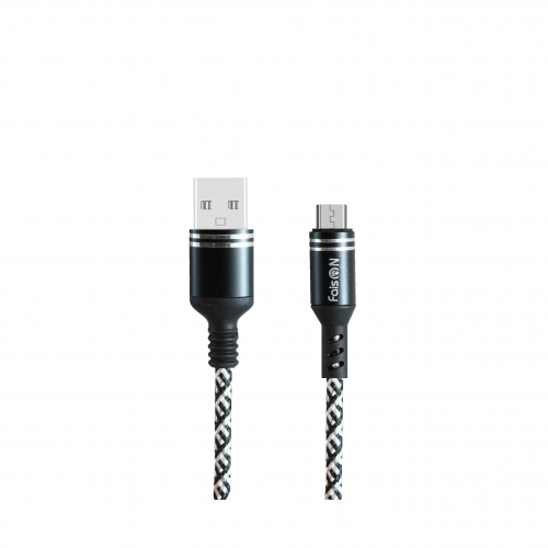 Кабель FaisON K-D3 USB A, microUSB B, нейлон, 2А, черный в коробке, 1м