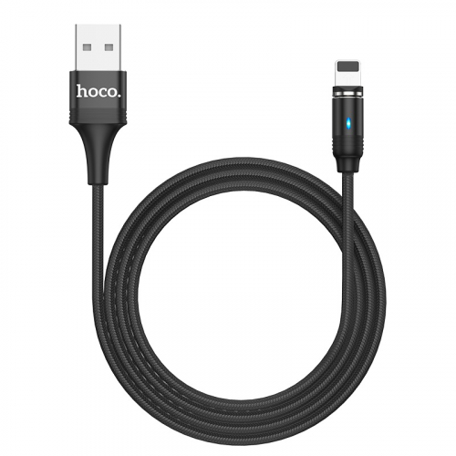 Кабель Hoco U 76 USB A, Lightning, магнитный, нейлон, мет.разъем черный в коробке,1,2м (22)