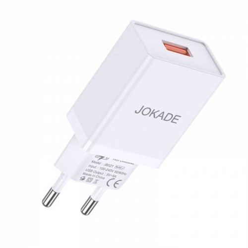 Сетевое зарядное Jokade JB047, USB A (3A max), 1USB выход, белое, коробка, АКЦИЯ!!! до 31.01.24