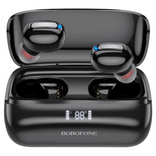 Гарнитура Borofone BE55 bluetooth внутриканальная (чехол с аккумулятором) черная (99)