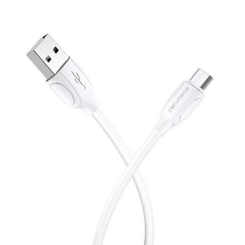 Кабель Borofone BX 19 USB A, microUSB B, ПВХ, 2,4А, белый в коробке, 1м (648)