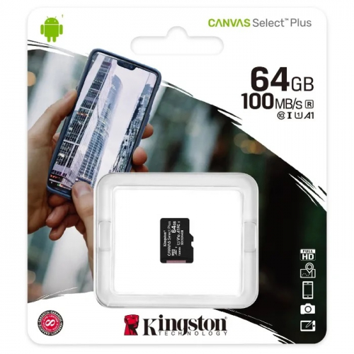 Карта памяти 064 GB Kingston Canvas Select Plus up to 100MB/s (micro SDHC, class10) без адаптера