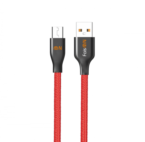Кабель FaisON FS-K-494 USB A, microUSB B, нейлон, 2,1А, красный в коробке, 1м