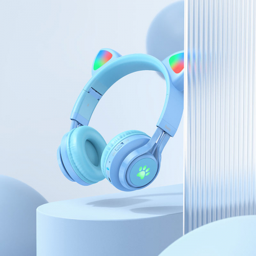Гарнитура Hoco W39 Cat Ear, bluetooth 5.3, полноразмерная, оголовье с кошачьими ушами, синяя