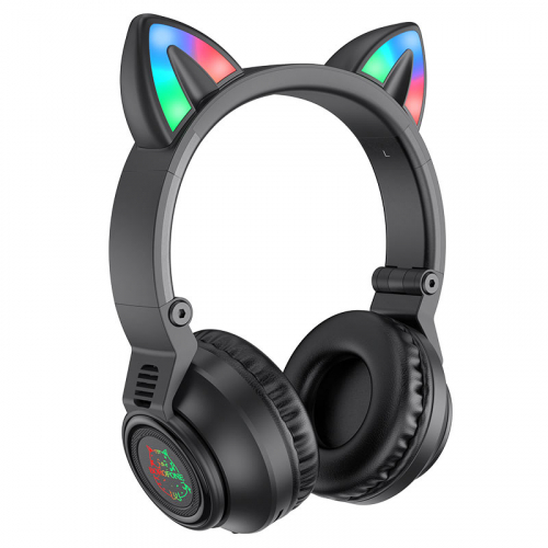 Гарнитура Borofone BO18 Cat Ear, bluetooth 5.0 полноразмер, оголовье с кошачьими ушами, черная (36)