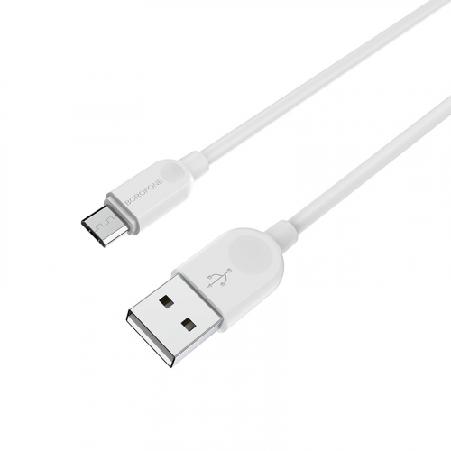 Кабель Borofone BX 14 USB A, microUSB B, ПВХ, 2.4А, белый в коробке, 3м (360)