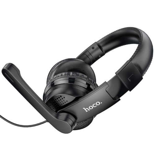 Гарнитура Hoco W103 Magic Tour игровая, 40мм, гибкий микрофон, подсветка, черная (40)