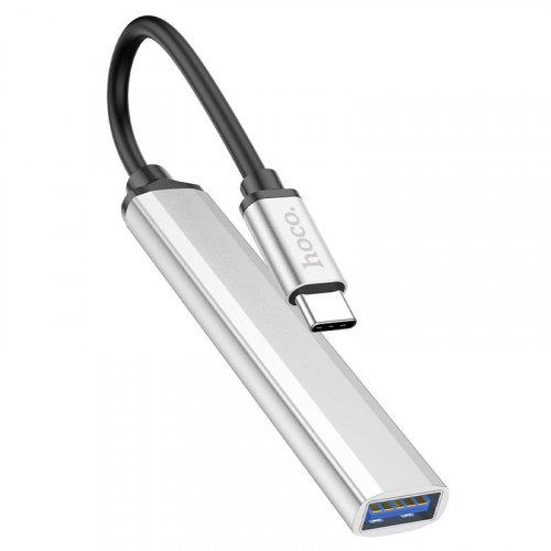 Разветвитель Hoco HB26 (вход Type-C) 4 порта USB (1xUSB3.0, 3xUSB2.0), метал., серебристый