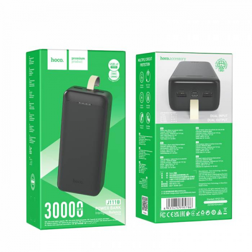 Портативный аккумулятор Power Bank Hoco J111B 30000mAh 2USB A, 2.1A, черный