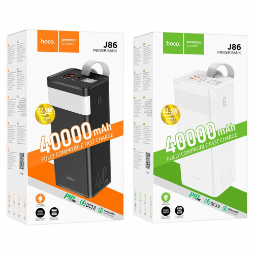 Портативный аккумулятор Power Bank Hoco J86 40000mAh 2USB A (QC3.0), Type-C (PD20W), черный