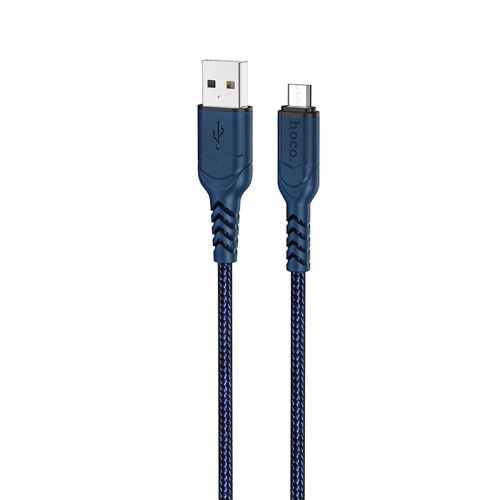 Кабель Hoco X 59 USB A, microUSB B, нейлон, 2,4A, синий 2м, в коробке