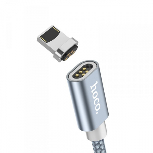 Кабель Hoco U 40A USB A, Lightning, магнитный, нейлон, мет.разъем серый в коробке,1м (28)