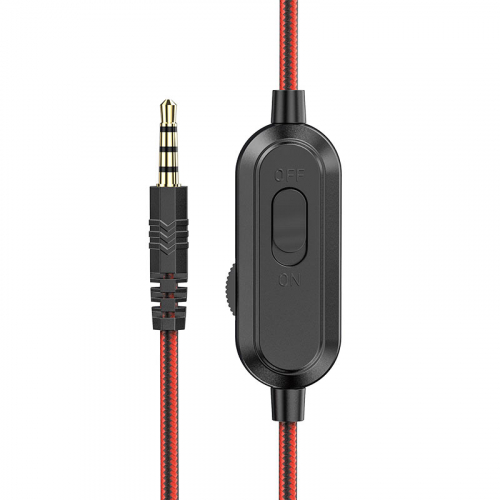Гарнитура Hoco W103 Magic Tour игровая, 40мм, гибкий микрофон, подсветка, черно-красная