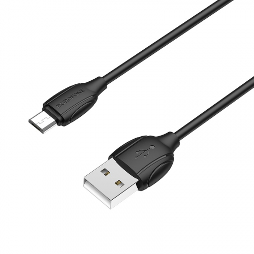 Кабель Borofone BX 19 USB A, microUSB B, ПВХ, 2,4А, черный в коробке, 1м (648)