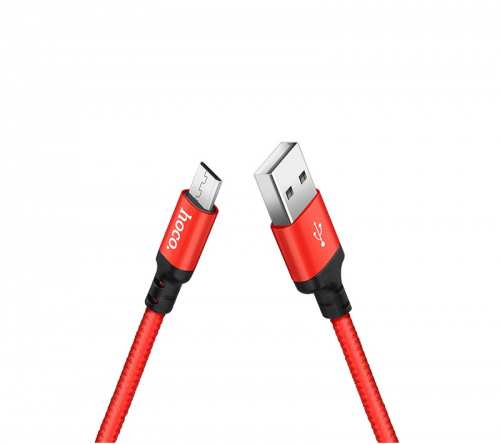 Кабель Hoco X 14 USB A, microUSB B, нейлон, черно-красный 2м, в коробке (33)