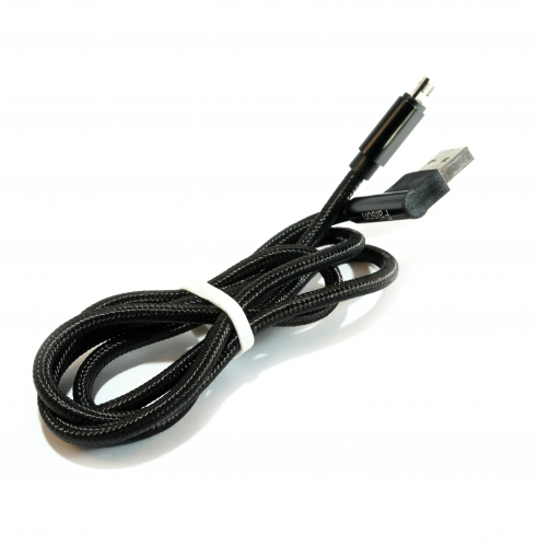 Кабель FaisON FX5 USB A, microUSB B, нейлон, угловой разъем USB A, 2,1А, черный в коробке, 1м