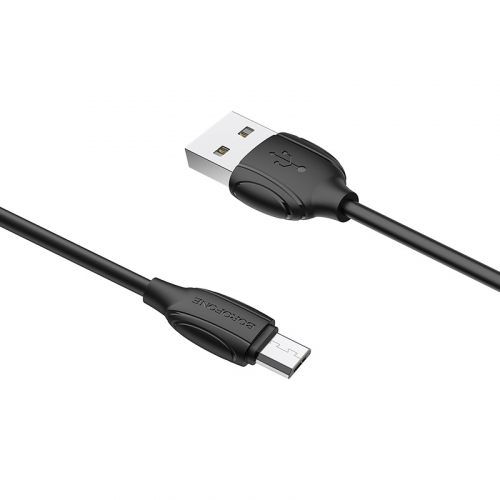 Кабель Borofone BX 19 USB A, microUSB B, ПВХ, 2,4А, черный в коробке, 1м (648)