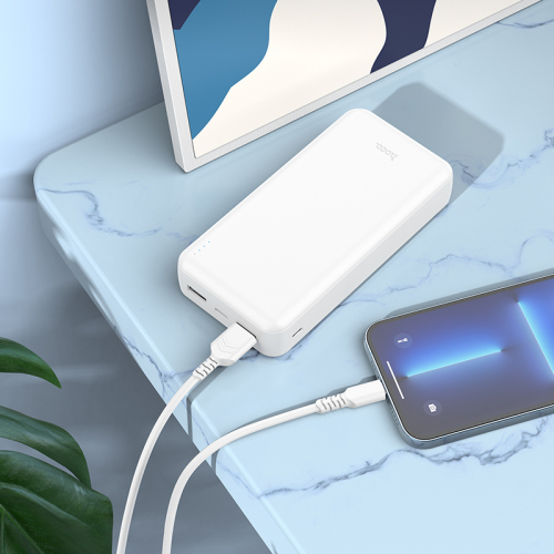 Портативный аккумулятор Power Bank Hoco J100A 20000mAh 2USB A, 2.1A, белый