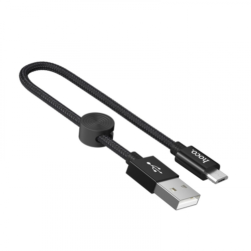 Кабель Hoco X 35 USB A, microUSB B, нейлон, мет.раз, 0.25м черный (идеален для питания от PowerBank)