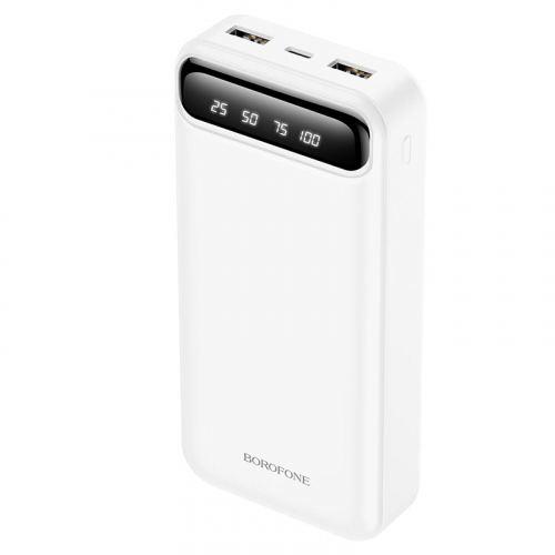 Портативный аккумулятор Power Bank Borofone BJ14A 20000mAh Type-C/2USB (2A max), дисплей, белый