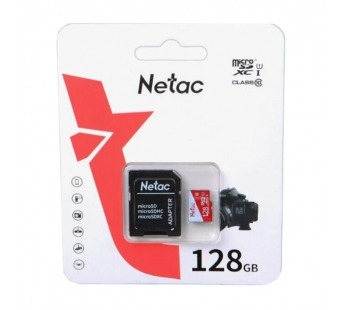 Карта памяти 128 GB Netac P500 Eco UHS-1 (micro SDHC, class10) с SD-адаптером