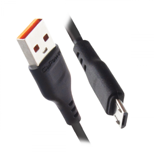 Кабель GoPower GP01M USB A, microUSB B, ПВХ, 2,4А, черный в коробке, 1м