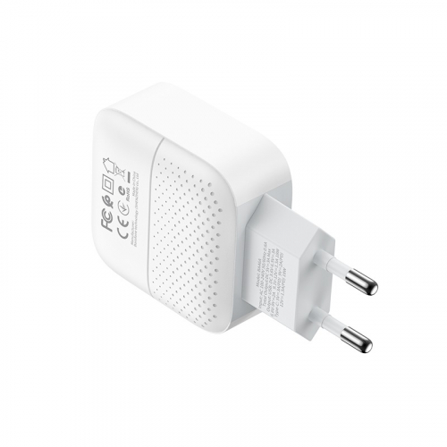 Сетевое зарядное Borofone BA46A USB A, (3000mA max) USB A(QC3.0)+Type-C(гн) выход белое коробка (32)