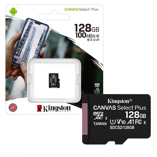 Карта памяти 128 GB Kingston Canvas Select Plus up to 100MB/s (micro SDHC, class10) без адаптера