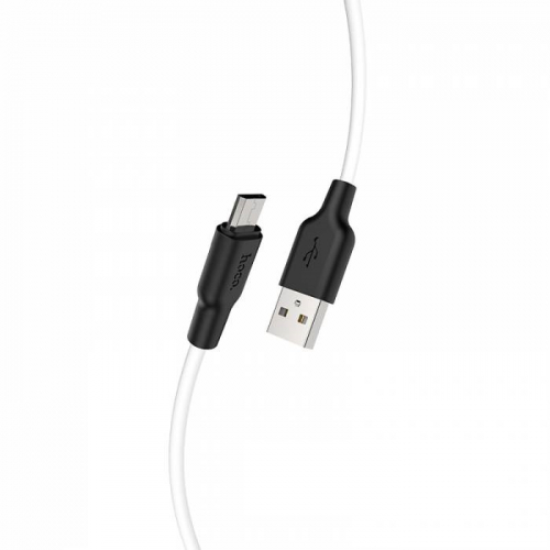 Кабель Hoco X 21 Plus USB A, microUSB B, силикон, 2.4A, белый в коробке, 1м