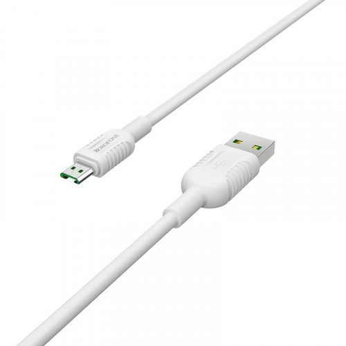 Кабель Borofone BX 33 USB A, microUSB B, ПВХ, 4А, белый в коробке,1м