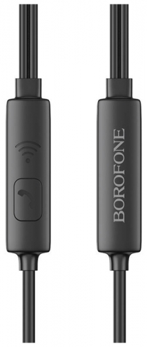 Гарнитура Borofone BM54 вкладыши, кнопка ответа, черная. 1,2м