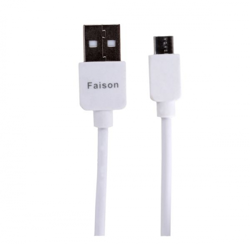 Кабель FaisON FX1 USB A, microUSB B, ПВХ, 2,1А, белый в коробке, 1м