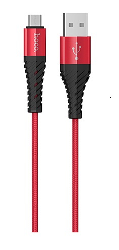 Кабель Hoco X 38 USB A, microUSB B, нейлон, красный, 1м (30)