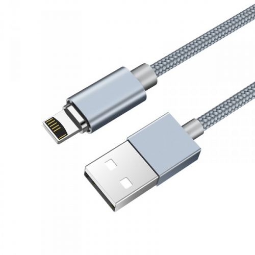 Кабель Hoco U 40A USB A, Lightning, магнитный, нейлон, мет.разъем серый в коробке,1м (28)