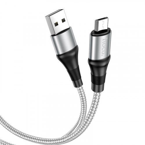 Кабель Hoco X 50 USB A, microUSB B, нейлон, 2,4 A серый, 1м