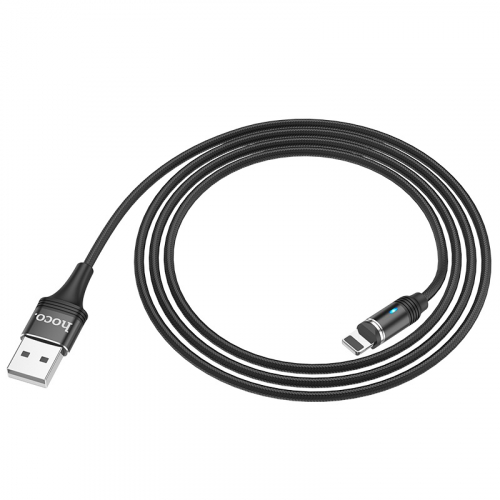 Кабель Hoco U 76 USB A, Lightning, магнитный, нейлон, мет.разъем черный в коробке,1,2м (22)