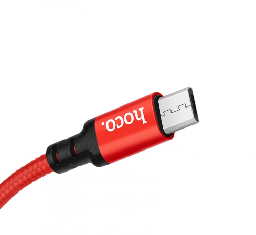 Кабель Hoco X 14 USB A, microUSB B, нейлон, черно-красный 2м, в коробке (33)